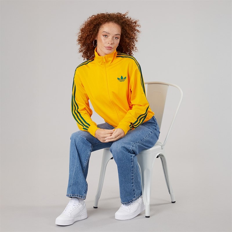 adidas Originals Womens Adicolour Classic Firebird Loose Track Jacket Crew Yellow/Collegiate Green - Image 4