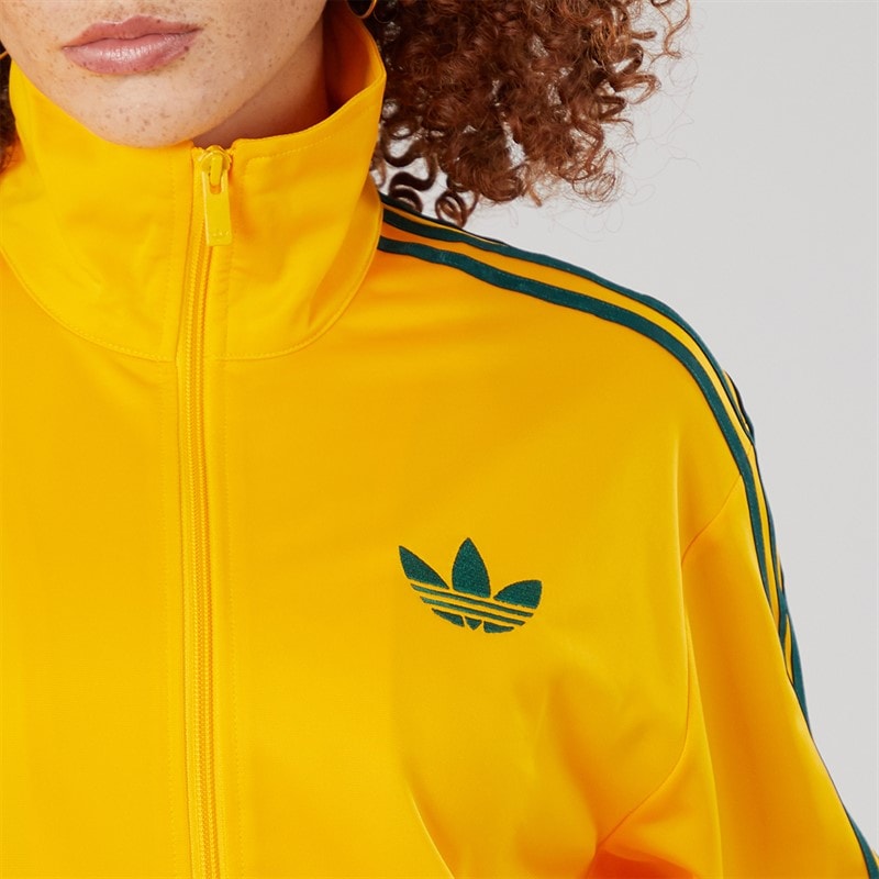 adidas Originals Womens Adicolour Classic Firebird Loose Track Jacket Crew Yellow/Collegiate Green - Image 5