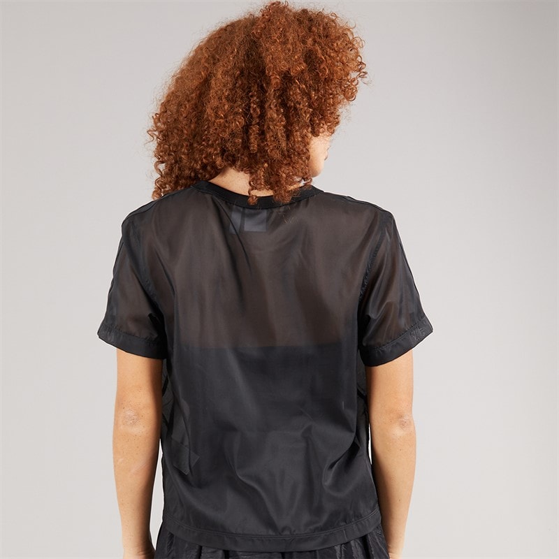 adidas Originals Womens Adicolour Sheer 3-Stripes T-Shirt Black - Image 2