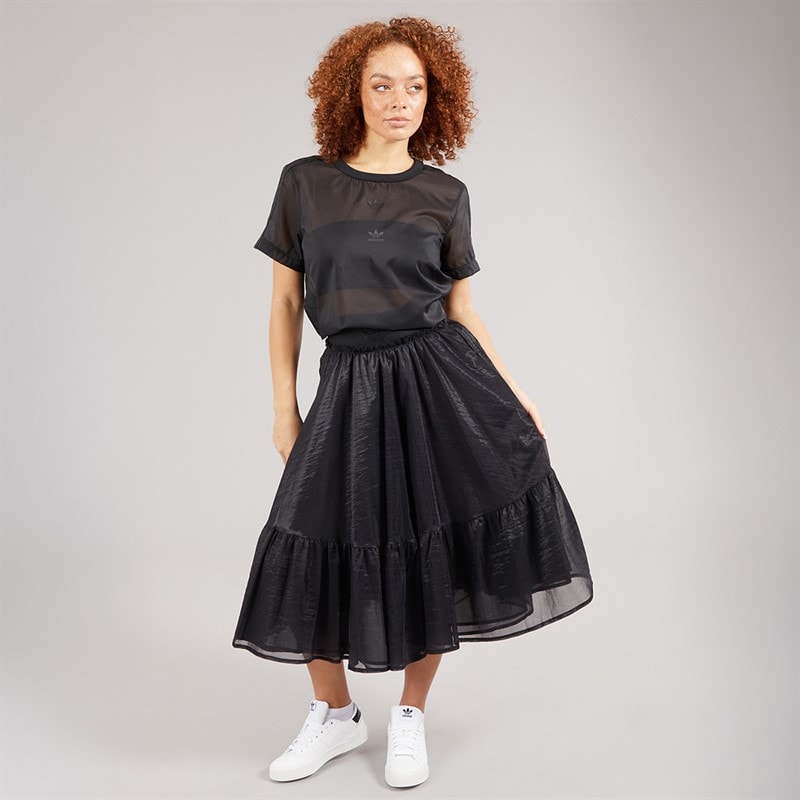 adidas Originals Womens Adicolour Sheer 3-Stripes T-Shirt Black - Image 4