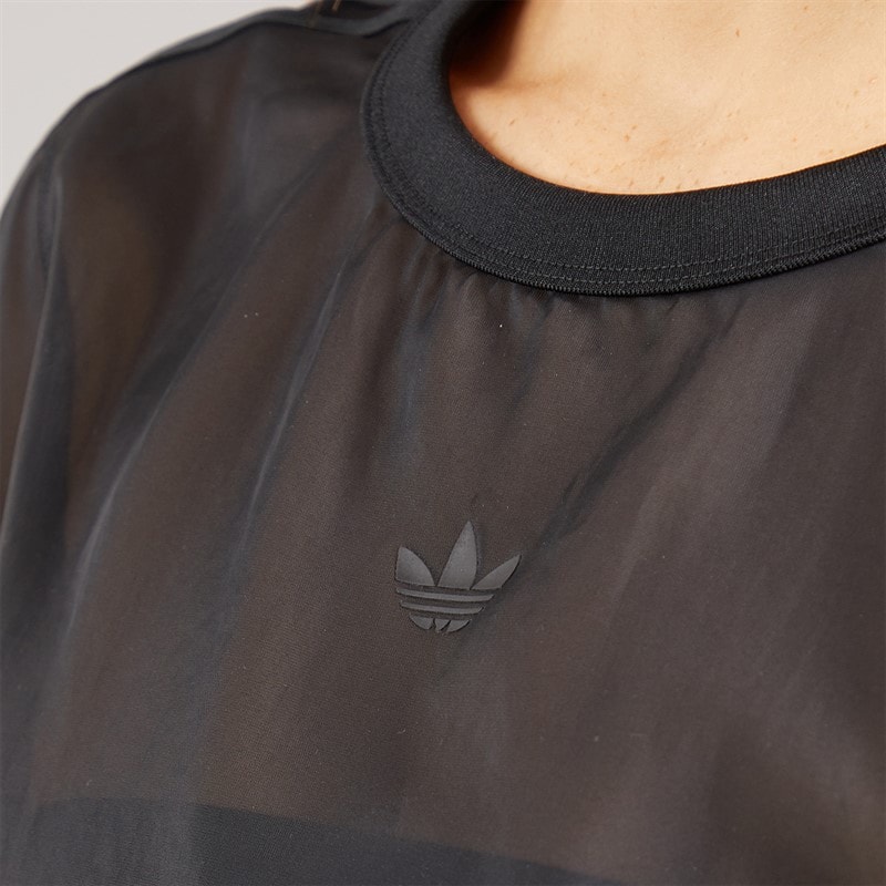 adidas Originals Womens Adicolour Sheer 3-Stripes T-Shirt Black - Image 5