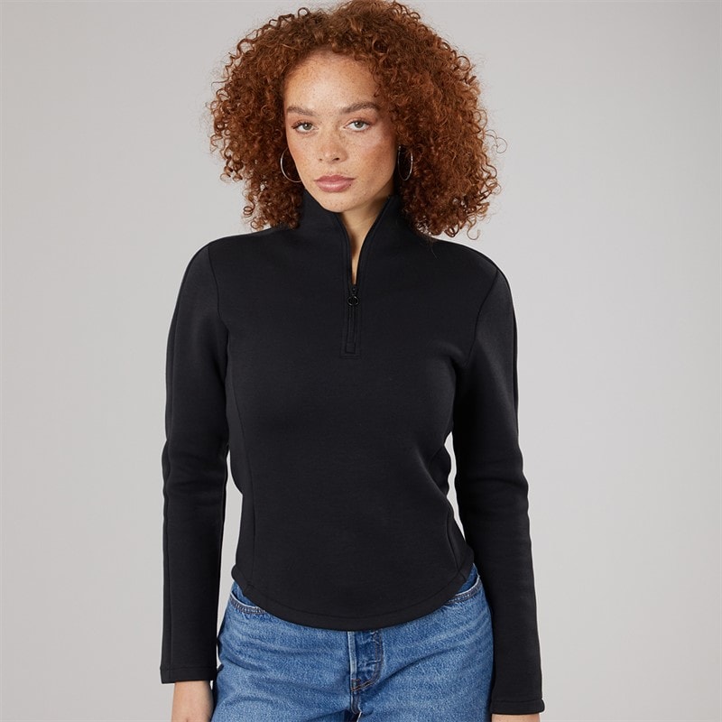 adidas Originals Womens Structured Interlock Long Sleeve Top Black - Image 1
