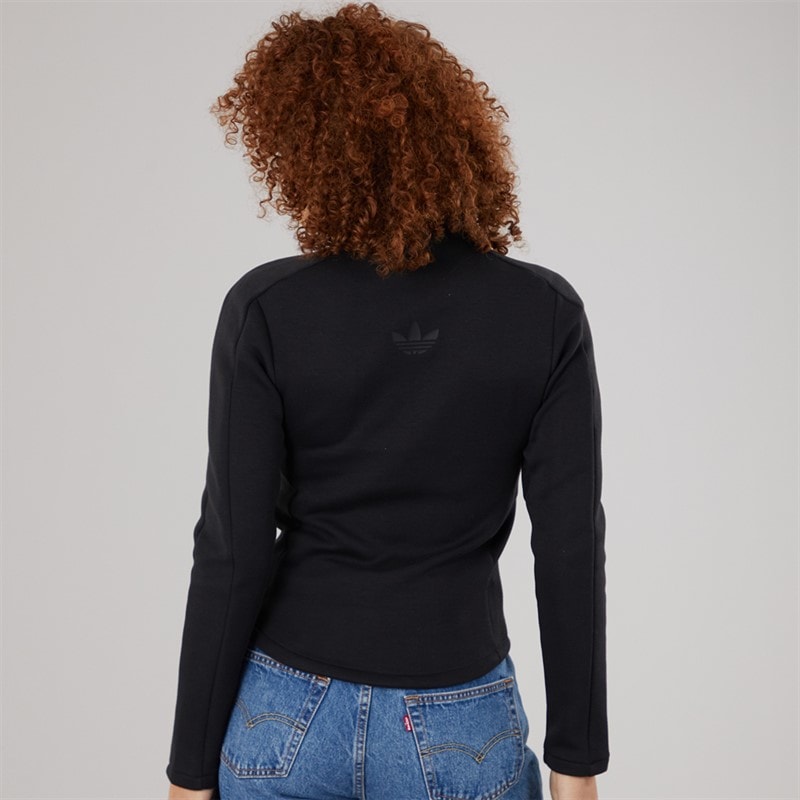 adidas Originals Womens Structured Interlock Long Sleeve Top Black - Image 2