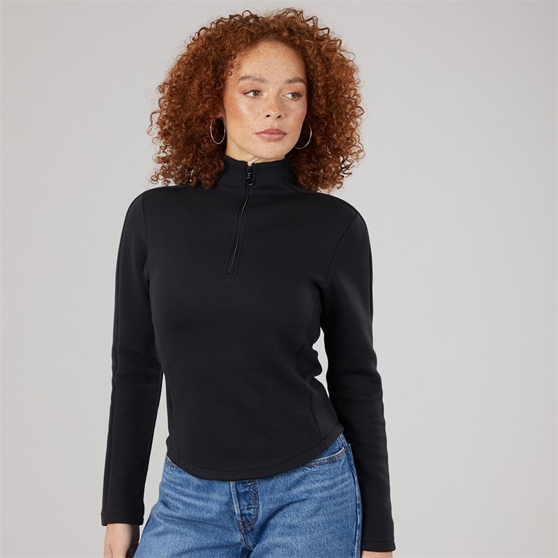 adidas Originals Womens Structured Interlock Long Sleeve Top Black - Image 3