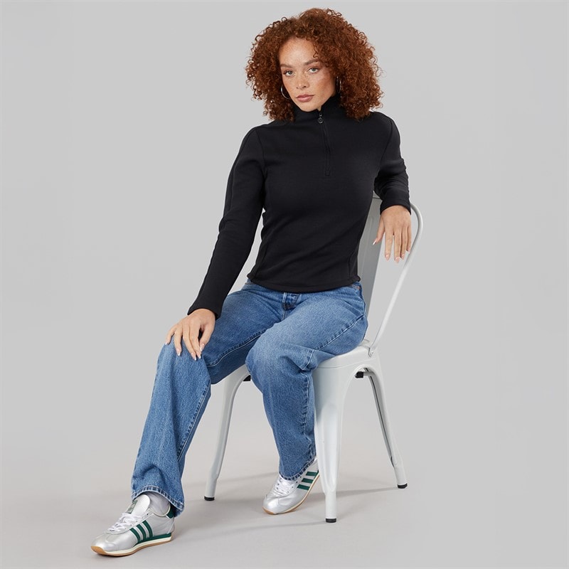 adidas Originals Womens Structured Interlock Long Sleeve Top Black - Image 4