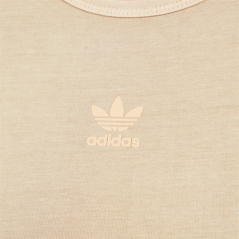 adidas Originals Womens Essentials+ Crop Tank Top Magic Beige - Image 3