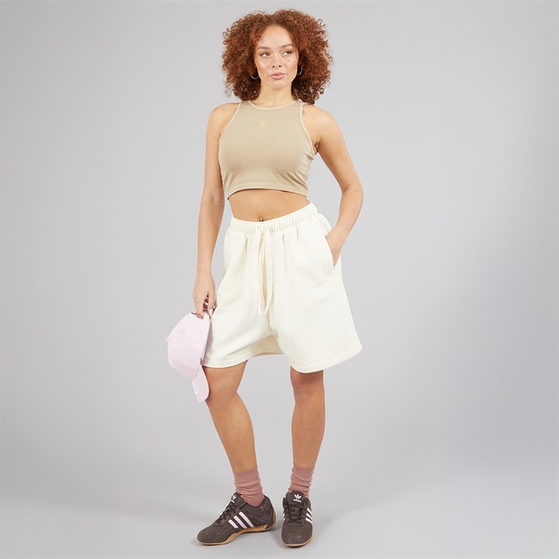 adidas Originals Womens Essentials+ Crop Tank Top Magic Beige - Image 4
