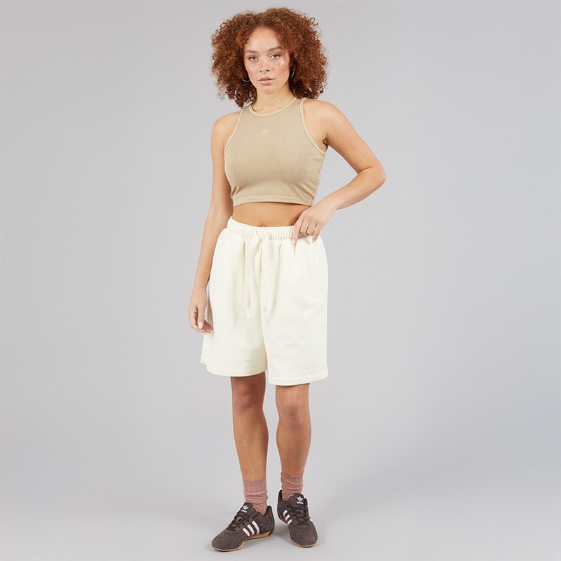 adidas Originals Womens Essentials+ Crop Tank Top Magic Beige - Image 5