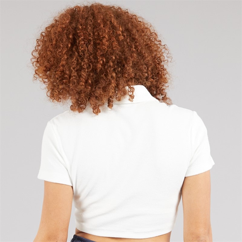 adidas Originals Womens Towel Button Down Polo Shirt Cloud White - Image 2
