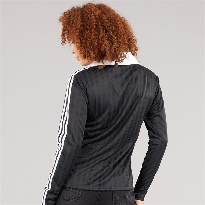 adidas Originals Womens V-Neck Long Sleeve Top Black - Image 2