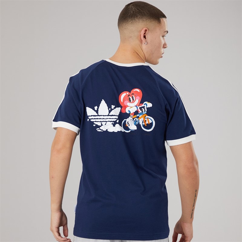 adidas Originals Mens X Made By Nelson Back Graphic California T-Shirt Night Indigo - Image 3