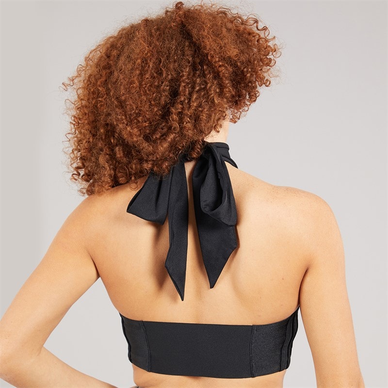 adidas Originals Womens Tie Neck Crop Top Black - Image 2