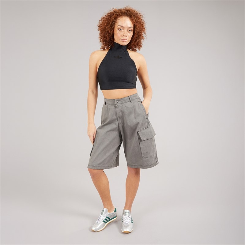 adidas Originals Womens Tie Neck Crop Top Black - Image 4
