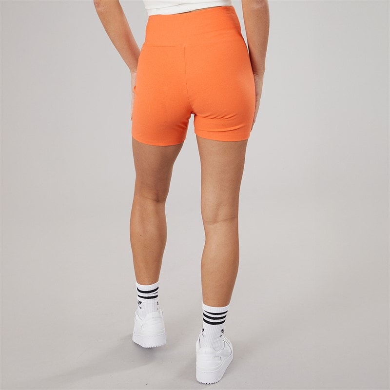 adidas Originals Womens Essentials Rib Biker Shorts Semi Coral - Image 2