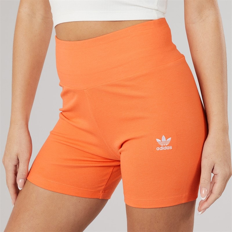 adidas Originals Womens Essentials Rib Biker Shorts Semi Coral - Image 3