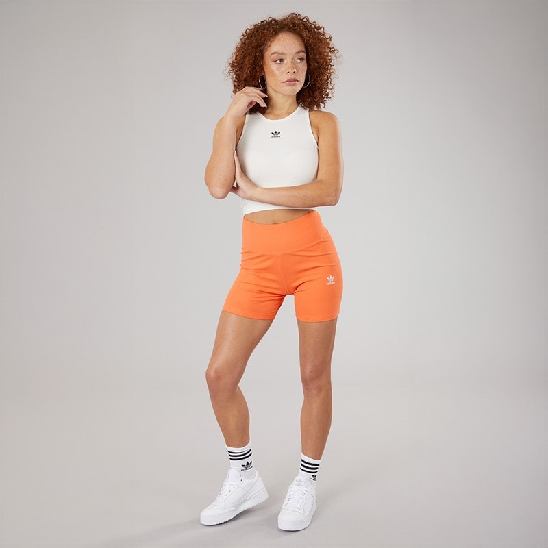 adidas Originals Womens Essentials Rib Biker Shorts Semi Coral - Image 5