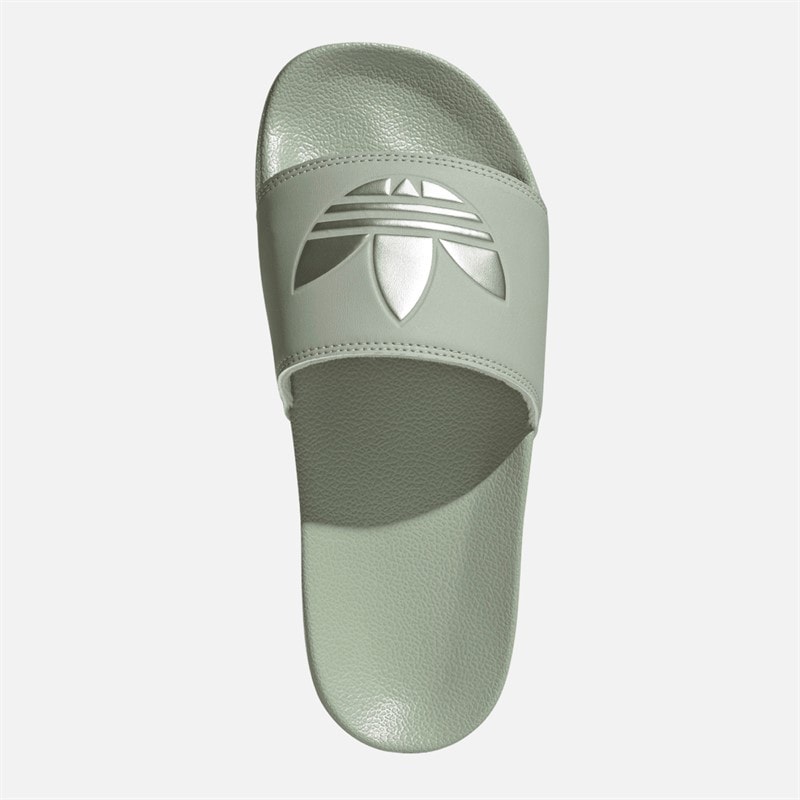 adidas Originals Womens Adilette Lite Sliders Halo Green/Silver Metallic - Image 4