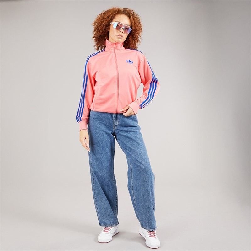 adidas Originals Womens Adicolour Classic Firebird Loose Track Jacket Semi Pink Spark/Blue - Image 4