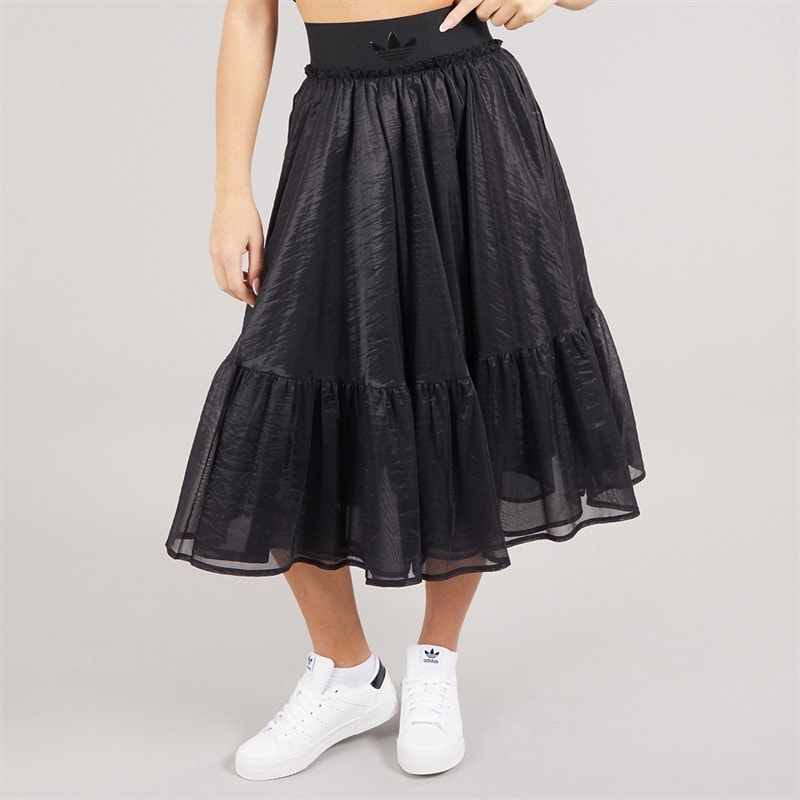 adidas Originals Womens Waistband Tulle Maxi Skirt Black - Image 3