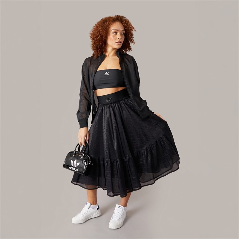 adidas Originals Womens Waistband Tulle Maxi Skirt Black - Image 4