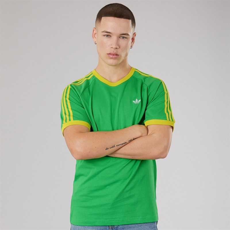 adidas Originals Mens Monogram Trefoil Back Graphic California T-Shirt Energy Green - Image 2