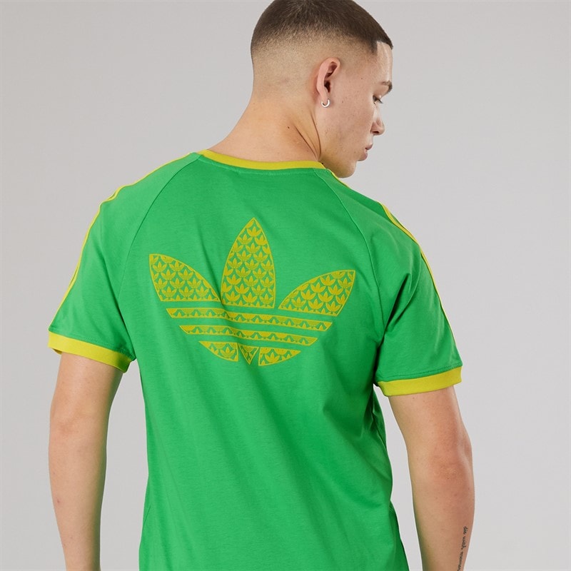 adidas Originals Mens Monogram Trefoil Back Graphic California T-Shirt Energy Green - Image 3