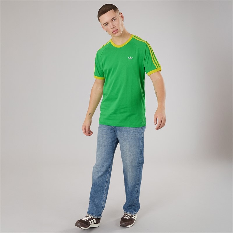 adidas Originals Mens Monogram Trefoil Back Graphic California T-Shirt Energy Green - Image 4