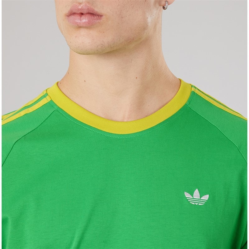 adidas Originals Mens Monogram Trefoil Back Graphic California T-Shirt Energy Green - Image 5