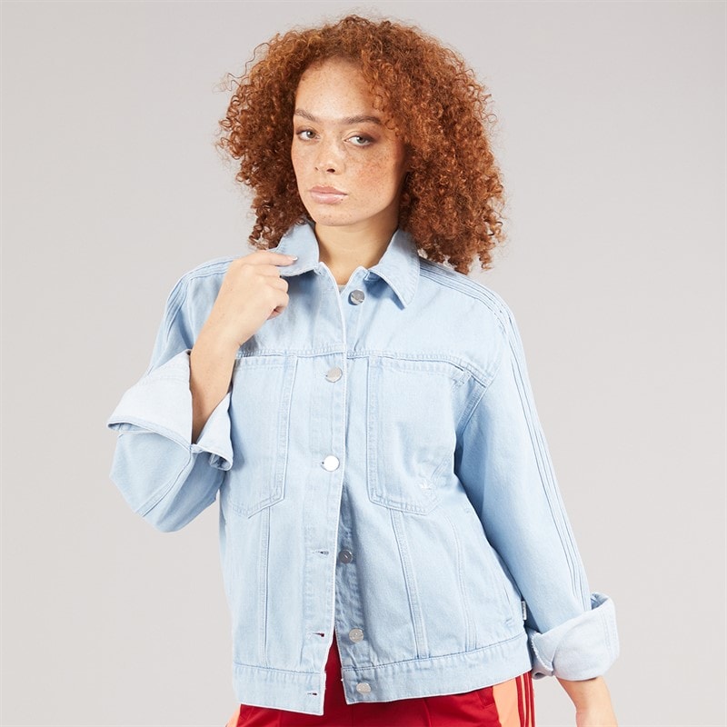 adidas Originals Womens Premium Essentials Denim Jacket Light Denim - Image 3