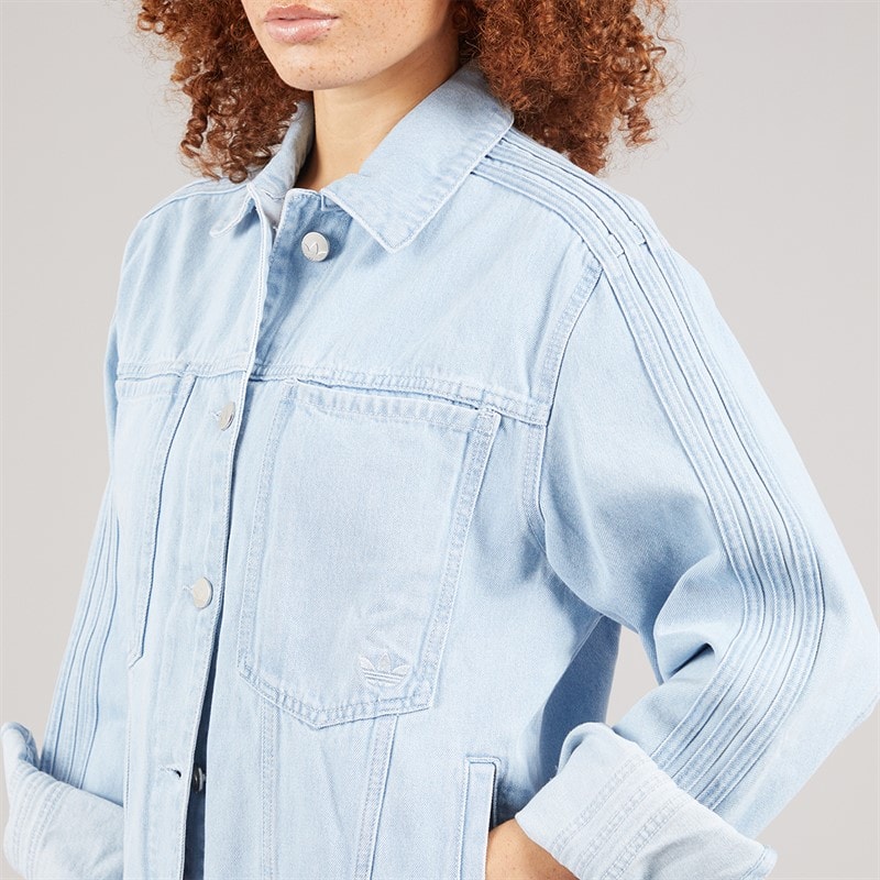 adidas Originals Womens Premium Essentials Denim Jacket Light Denim - Image 5