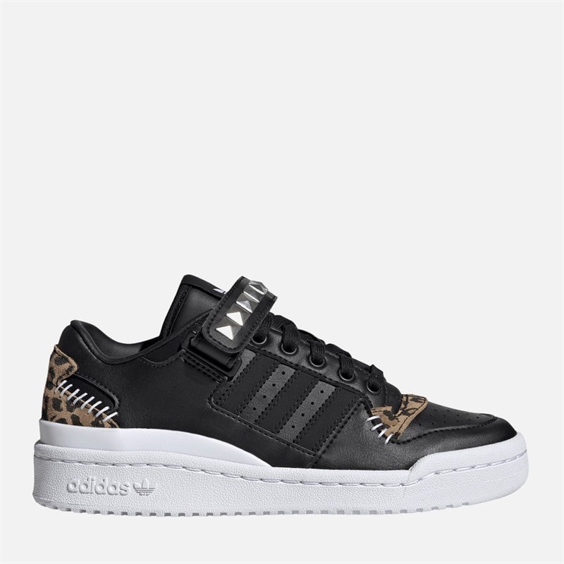 adidas Originals Junior Forum Low Leopard Print Strap Trainers Core Black/Core Black/Green - Image 1
