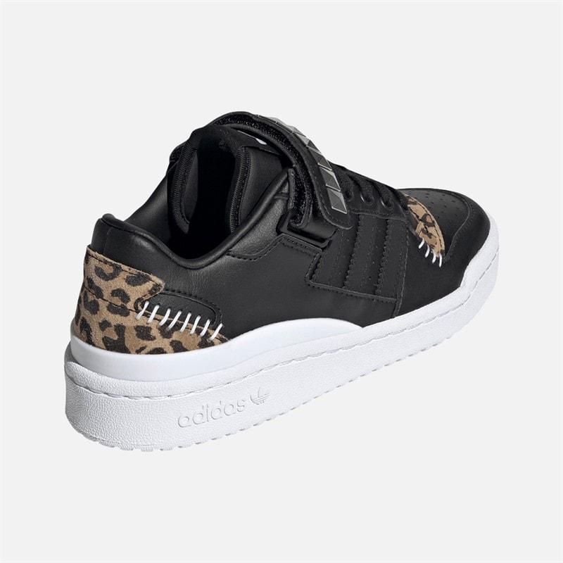 adidas Originals Junior Forum Low Leopard Print Strap Trainers Core Black/Core Black/Green - Image 3