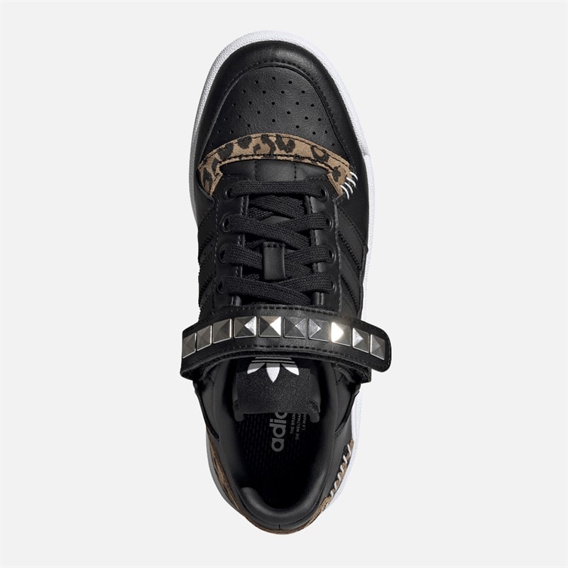 adidas Originals Junior Forum Low Leopard Print Strap Trainers Core Black/Core Black/Green - Image 4