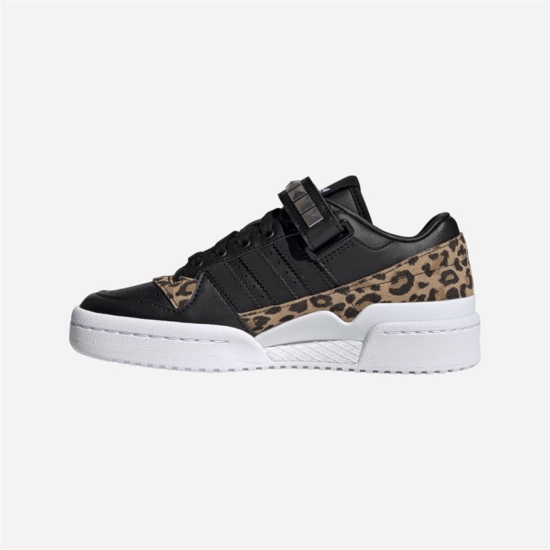 adidas Originals Junior Forum Low Leopard Print Strap Trainers Core Black/Core Black/Green - Image 5
