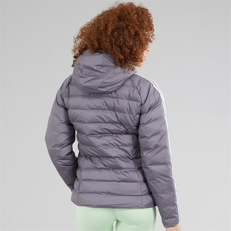 adidas Originals Womens Adicolor Padded Hooded Jacket Trace Grey - Image 2