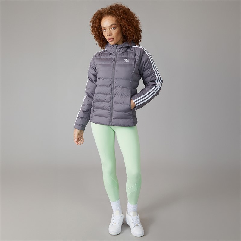 adidas Originals Womens Adicolor Padded Hooded Jacket Trace Grey - Image 4