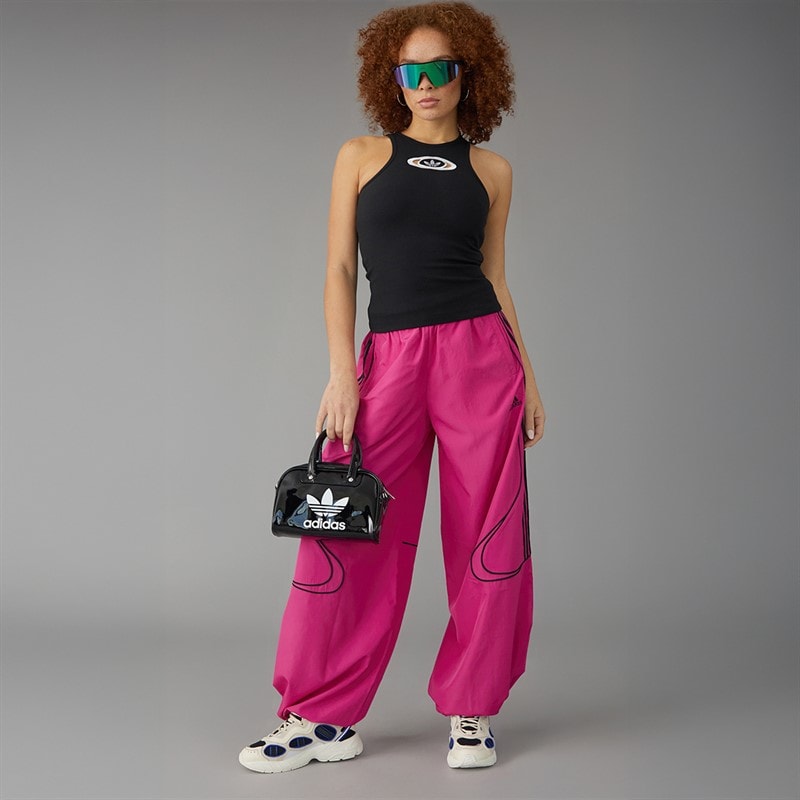 adidas Originals Womens Adicolour Teamgeist Oversized Woven Track Pants Semi Lucid Fuchsia/Black - Image 4
