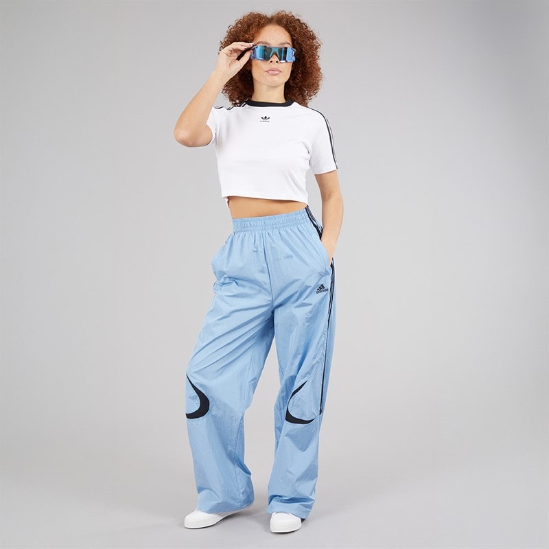adidas Originals Womens Adicolour Teamgeist Oversized Woven Track Pants Ash Blue - Image 4