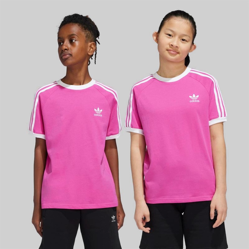 adidas Originals Junior Adicolor Trefoil Logo 3-Stripes T-Shirt Semi Lucid Fuchsia - Image 2