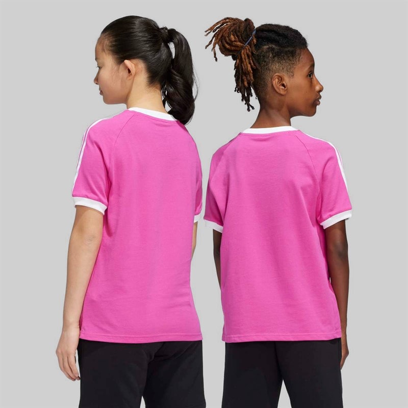 adidas Originals Junior Adicolor Trefoil Logo 3-Stripes T-Shirt Semi Lucid Fuchsia - Image 3