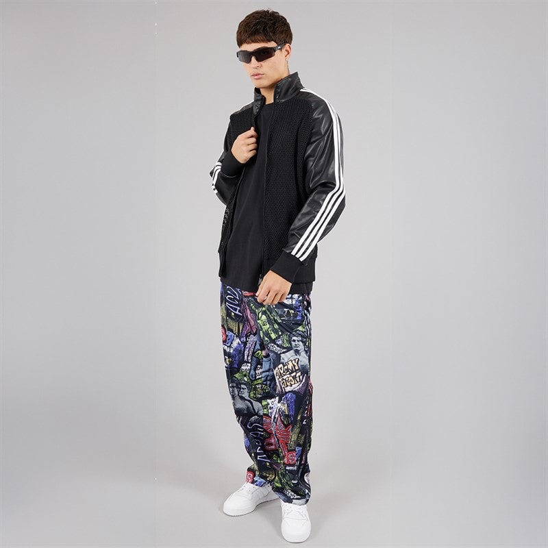 adidas Originals Mens adidas X Jeremy Scott Faux Leather Mesh Track Top Black - Image 4