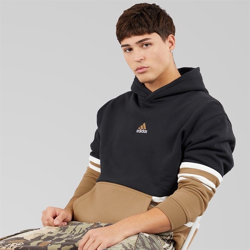 adidas Originals Mens Archive Cutline Hoodie Black/Cardboard - Image 3