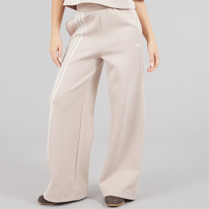 adidas Originals Womens Off Placed 3-Stripes Wide Leg Joggers Wonder Taupe - Image 1