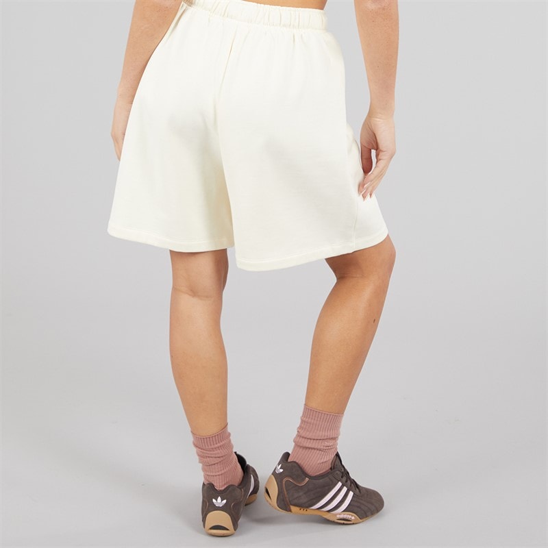 adidas Originals Womens Essentials Linear Oversized Shorts Cream White - Image 2