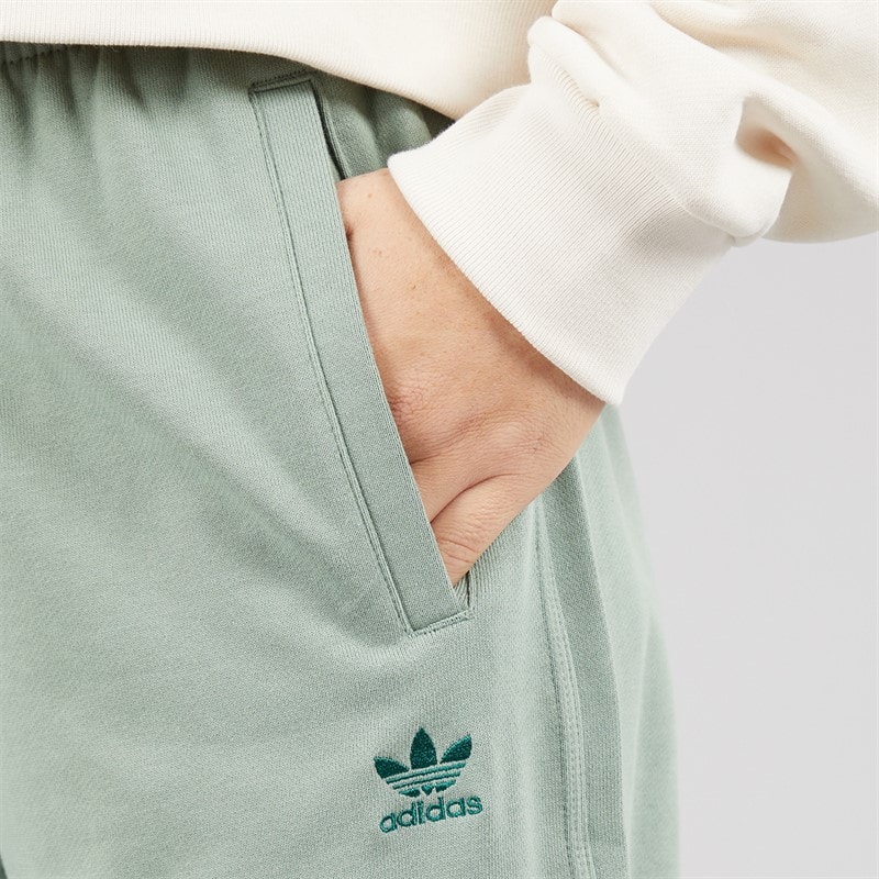 adidas Originals Womens Essentials Trefoil Frech Terry Joggers Silver Green - Image 3