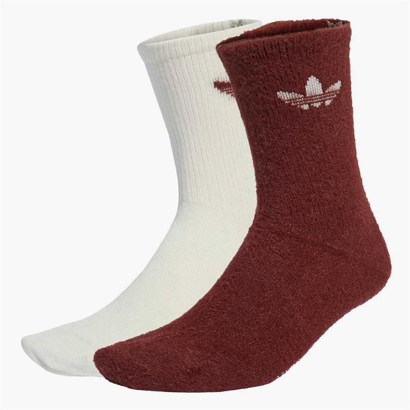 adidas Originals  Fluffy Two Pack Crew Socks Fox Brown/Off White - Image 1