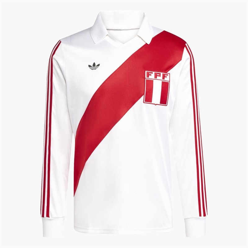 adidas Originals Mens FPF Peru 1978 Retro Home Long Sleeve Jersey White - Image 1