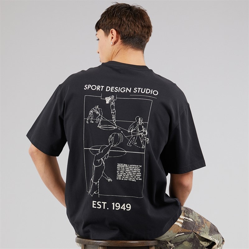 adidas Originals Mens Sports Design GFX Back Graphic T-Shirt Black - Image 1