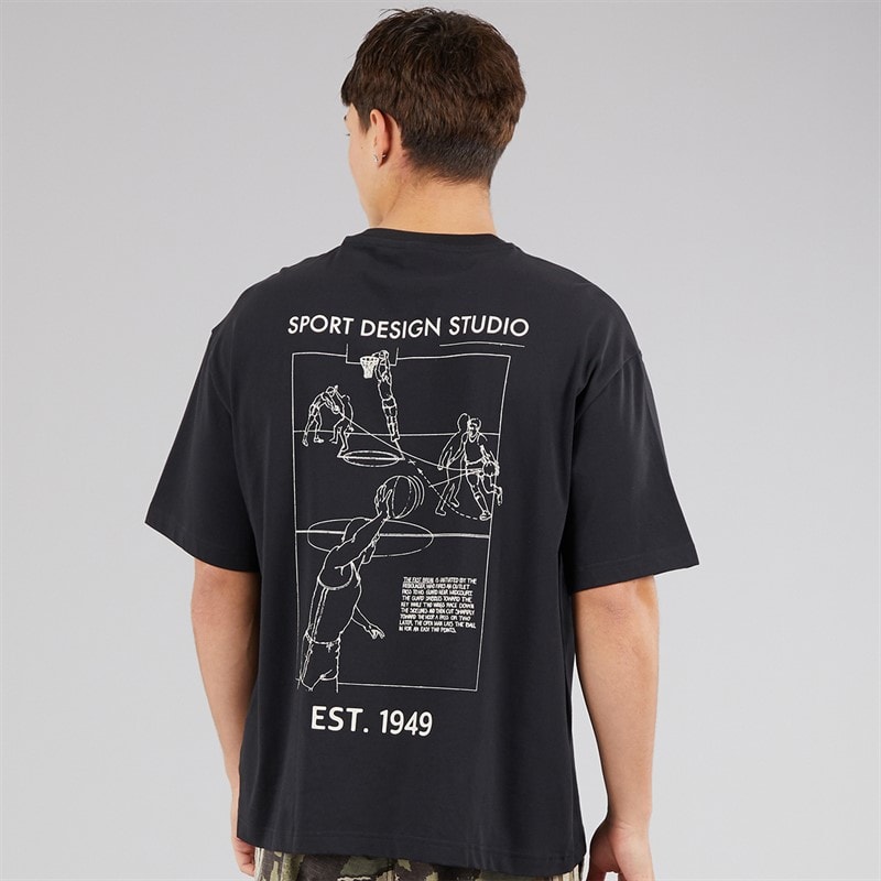 adidas Originals Mens Sports Design GFX Back Graphic T-Shirt Black - Image 3