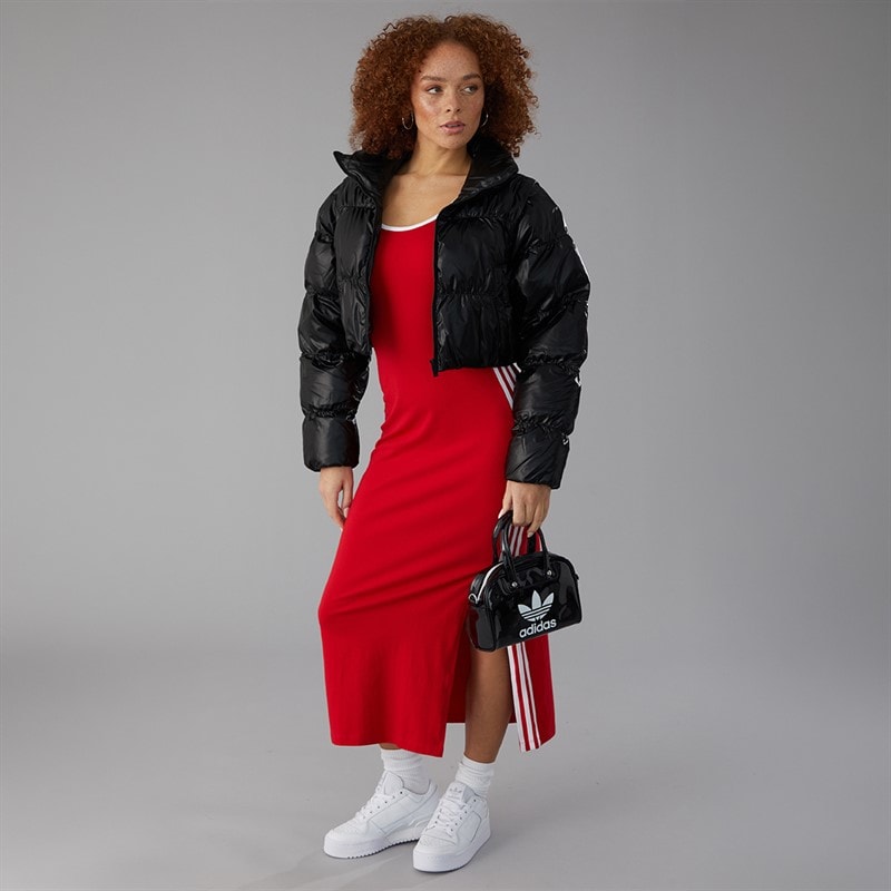 adidas Originals Womens Essentials Glossy 2 In 1 Cropped Puffer Jacket Black - Image 4